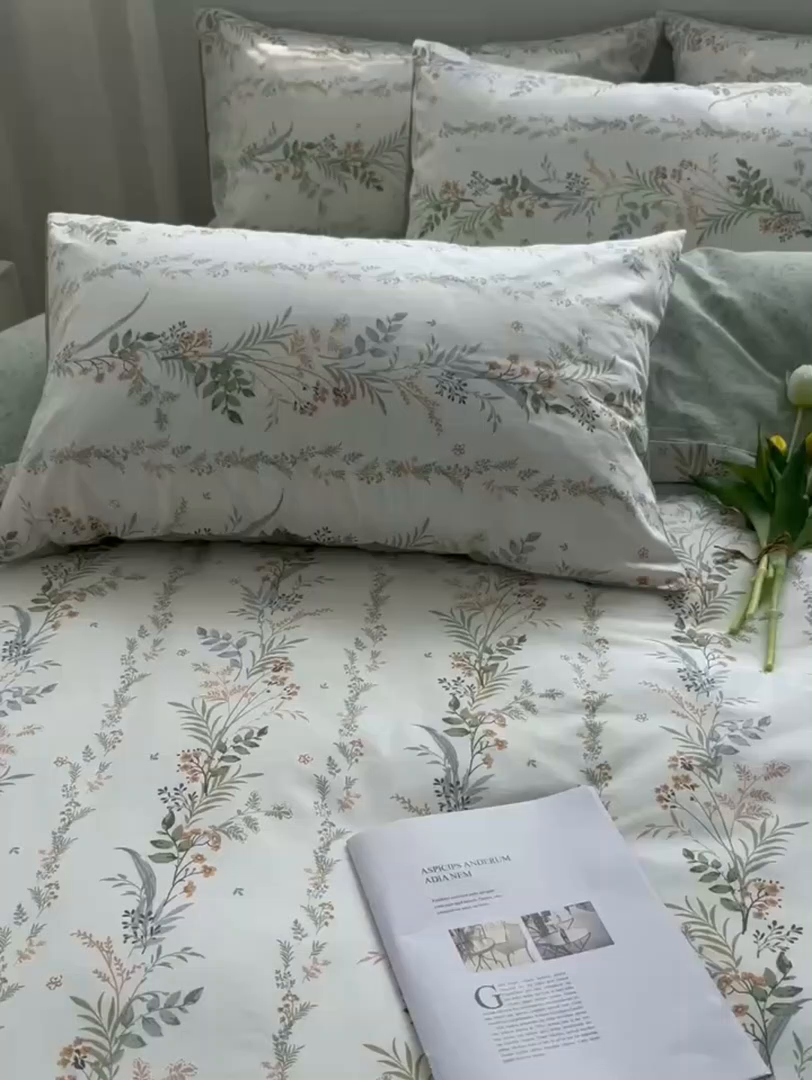 91家纺网 家纺一手货源 找家纺 瑞莱 2026新款全棉印花13070花卉系列四件套 百草集 