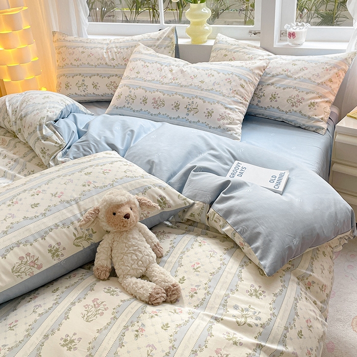 91家纺网 家纺一手货源 找家纺 瑞莱 2026新款全棉印花13070花卉系列四件套 初享时光