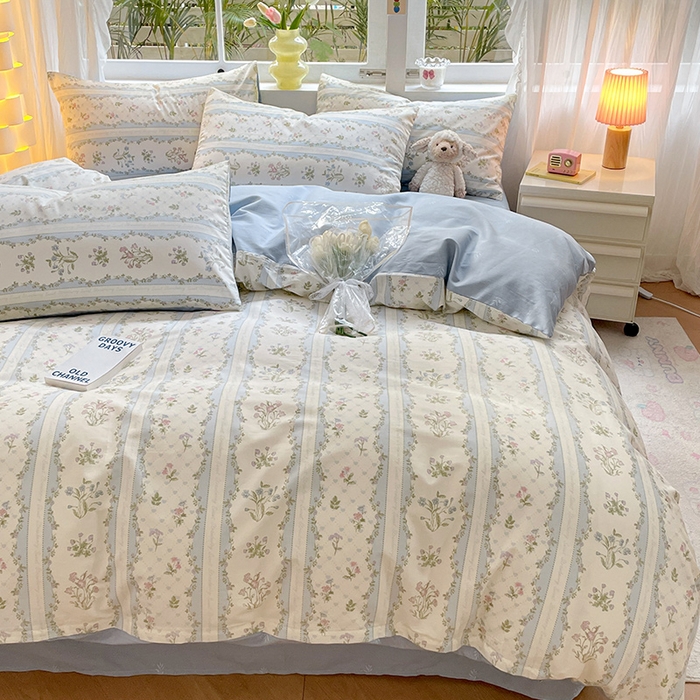 91家纺网 家纺一手货源 找家纺 瑞莱 2026新款全棉印花13070花卉系列四件套 初享时光