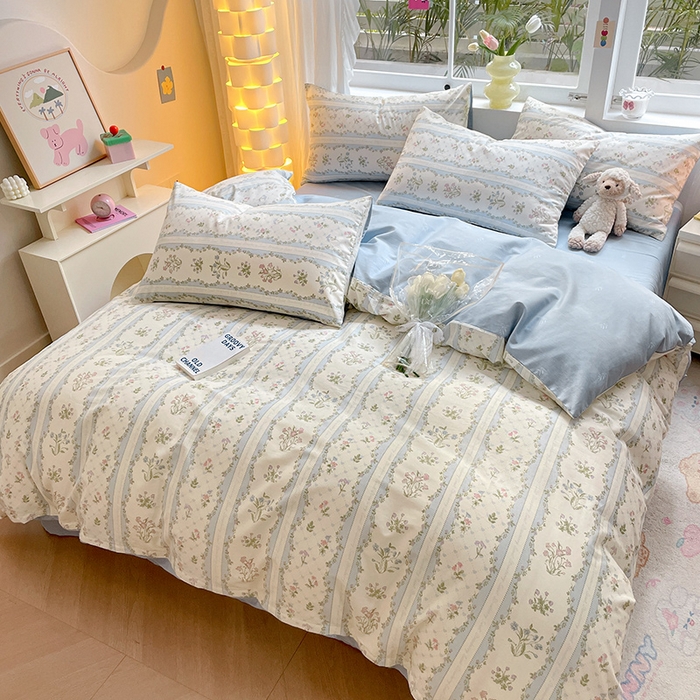 91家纺网 家纺一手货源 找家纺 瑞莱 2026新款全棉印花13070花卉系列四件套 初享时光