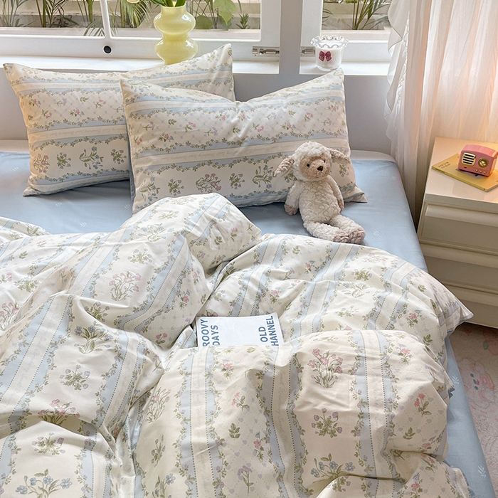 91家纺网 家纺一手货源 找家纺 瑞莱 2026新款全棉印花13070花卉系列四件套 初享时光