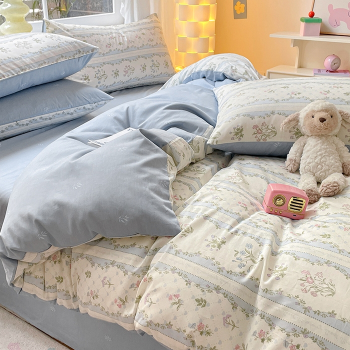 91家纺网 家纺一手货源 找家纺 瑞莱 2026新款全棉印花13070花卉系列四件套 初享时光