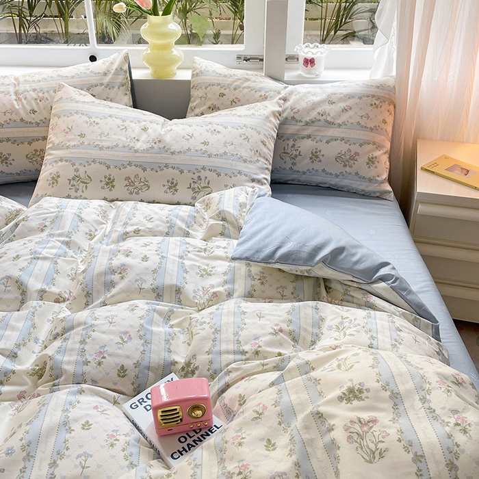 91家纺网 家纺一手货源 找家纺 瑞莱 2026新款全棉印花13070花卉系列四件套 初享时光