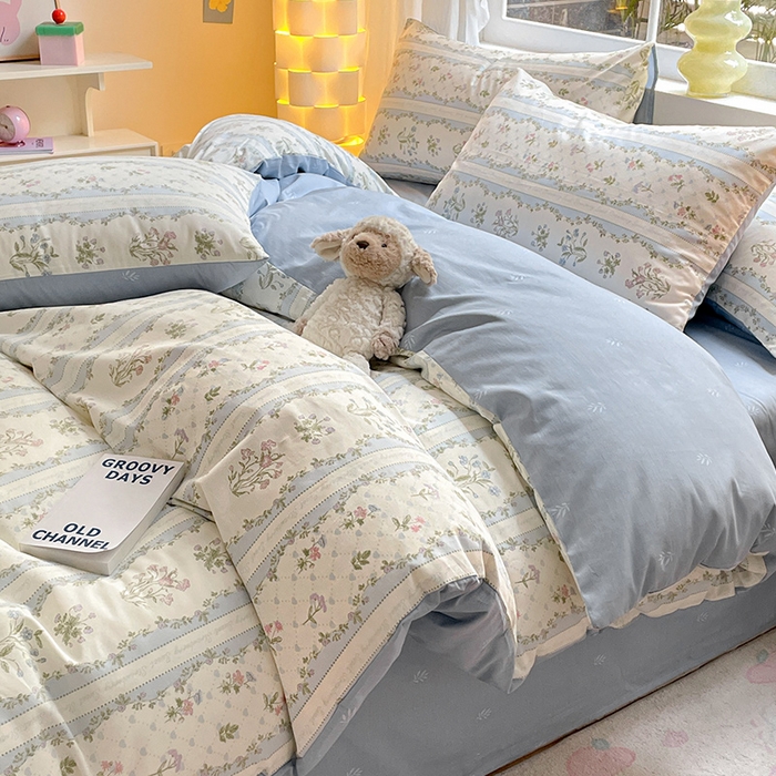 91家纺网 家纺一手货源 找家纺 瑞莱 2026新款全棉印花13070花卉系列四件套 初享时光