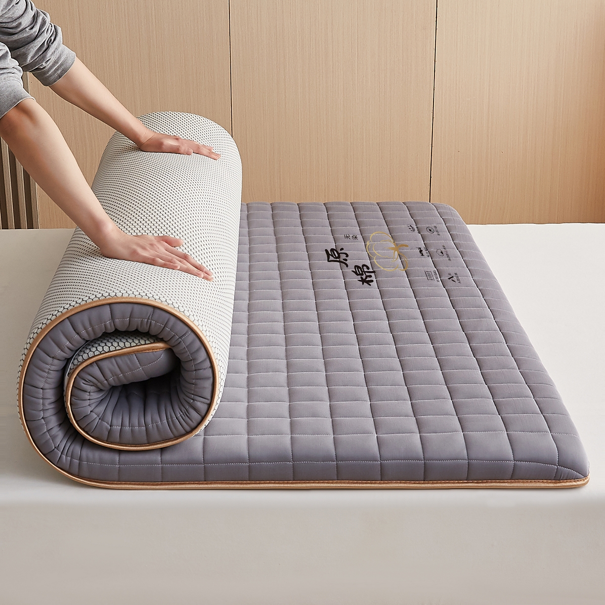 91家纺网 家纺一手货源 找家纺 （总）月茶家纺 2026新款A类原棉新疆棉花床垫