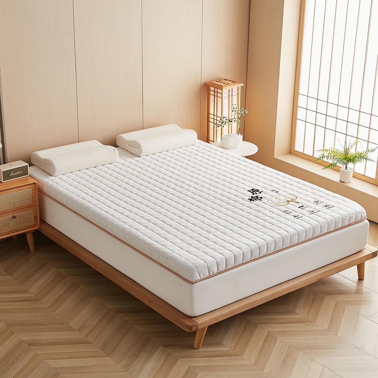 91家纺网 家纺一手货源 找家纺 月茶家纺 2026新款A类原棉新疆棉花床垫 原棉-米白