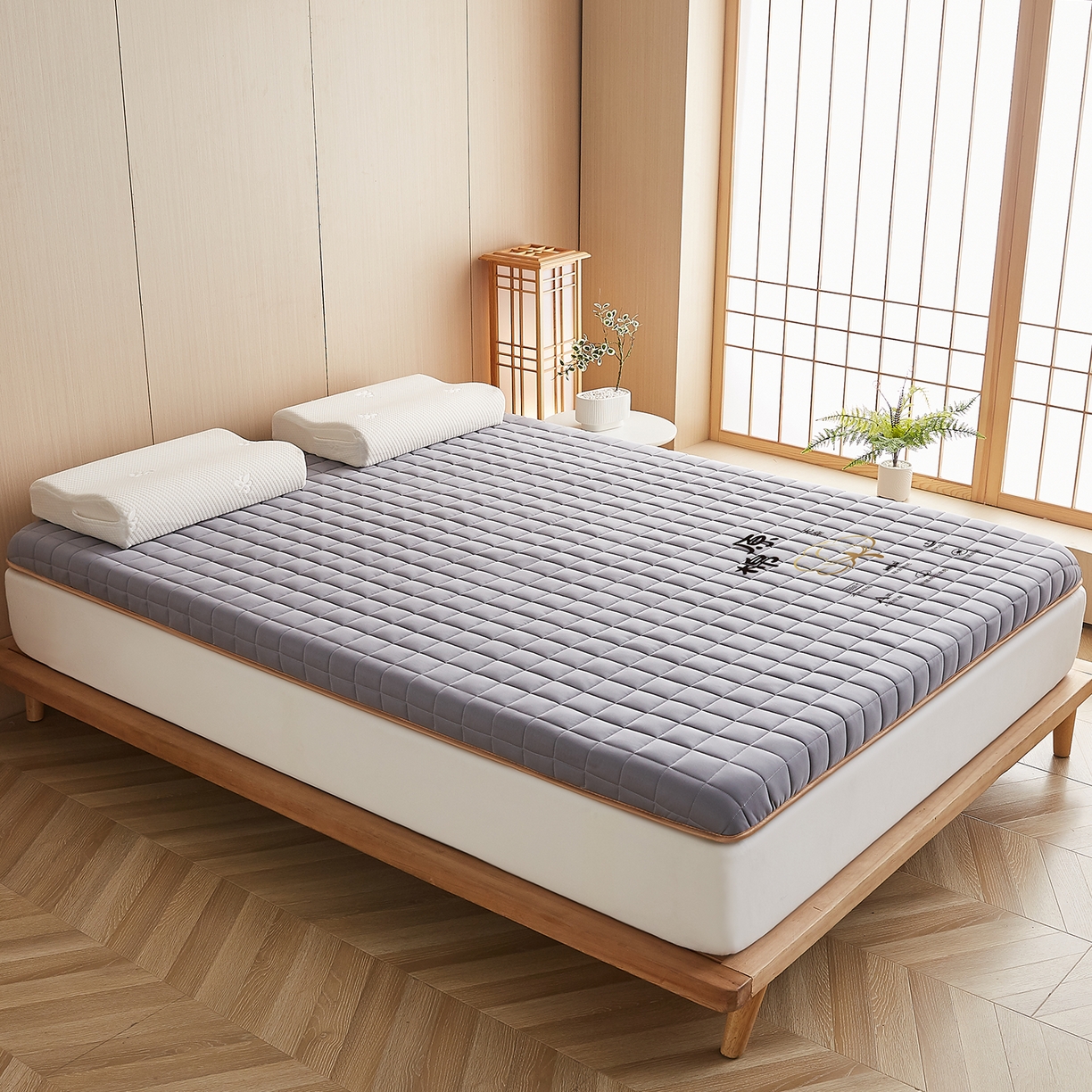 91家纺网 家纺一手货源 找家纺 月茶家纺 2026新款A类原棉新疆棉花床垫 原棉-雾霾灰