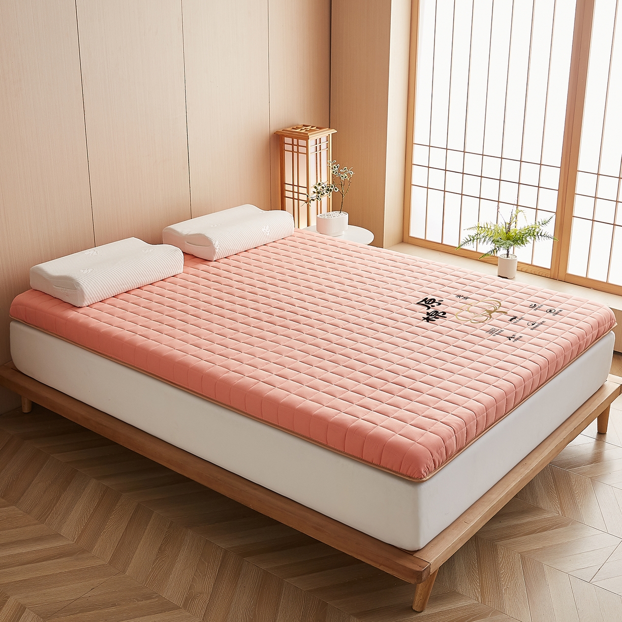 91家纺网 家纺一手货源 找家纺 月茶家纺 2026新款A类原棉新疆棉花床垫 原棉-蜜桃粉