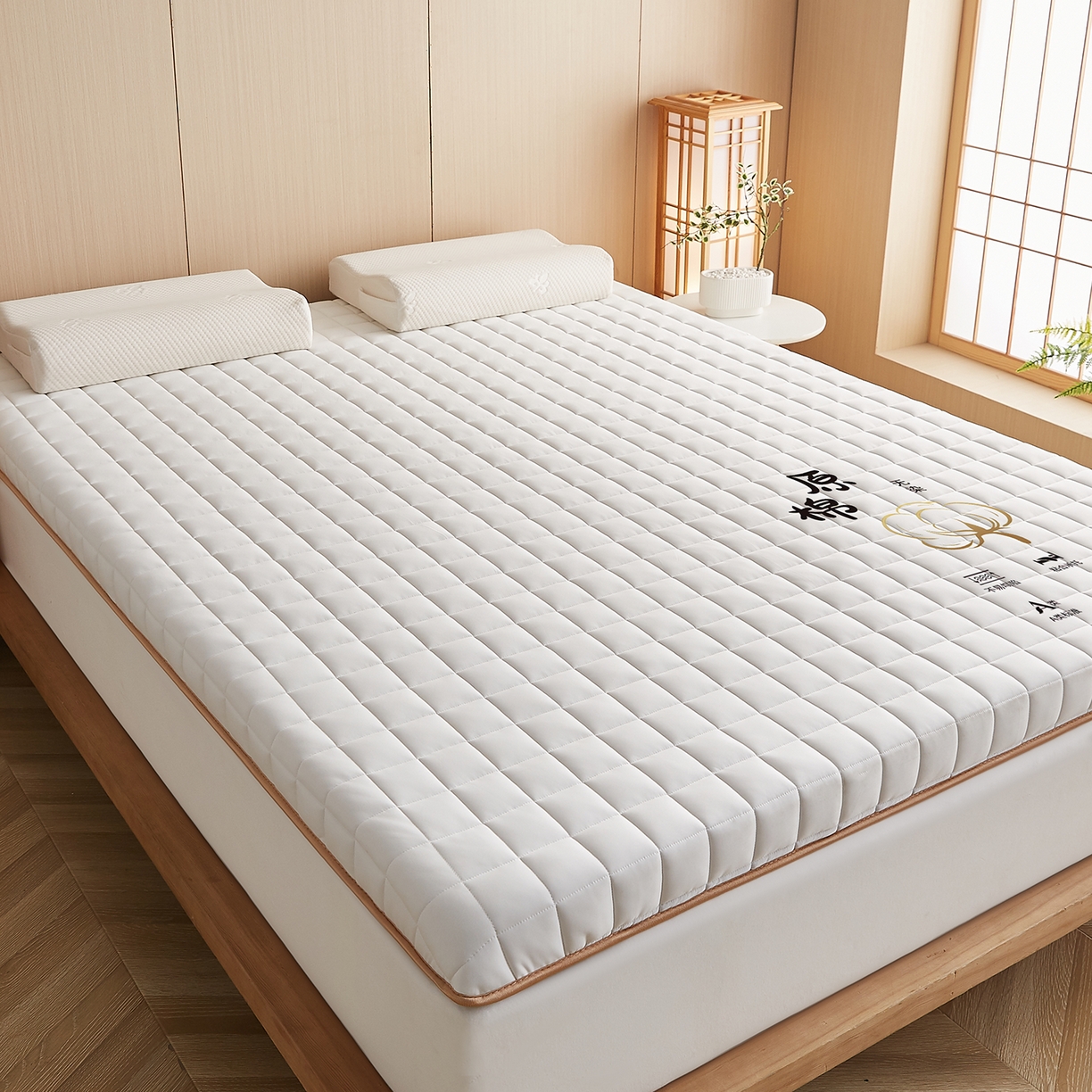 91家纺网 家纺一手货源 找家纺 月茶家纺 2026新款A类原棉新疆棉花床垫 原棉-米白