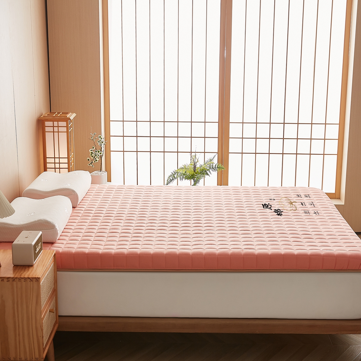 91家纺网 家纺一手货源 找家纺 月茶家纺 2026新款A类原棉新疆棉花床垫 原棉-蜜桃粉