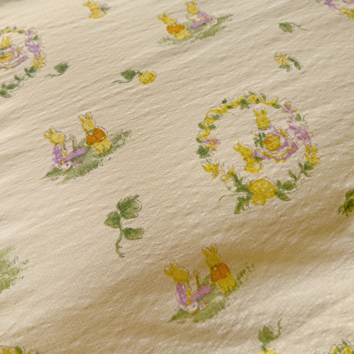 91家纺网 家纺一手货源 找家纺 优选 2026新款加厚云感棉双层纱四件套小碎花被套床单床笠款学生三件套新款直播爆款 兔子的欢喜