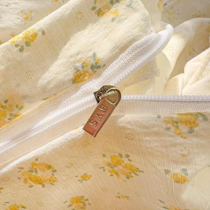 91家纺网 家纺一手货源 找家纺 优选 2026新款加厚云感棉双层纱四件套小碎花被套床单床笠款学生三件套新款直播爆款 橘子海