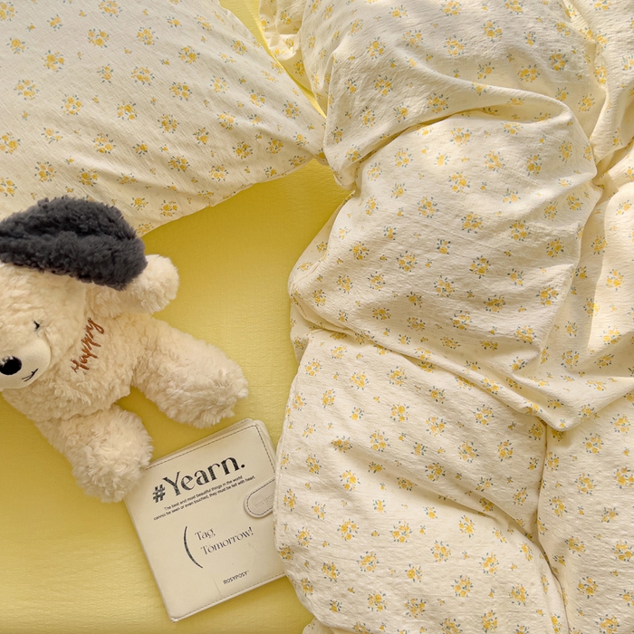 91家纺网 家纺一手货源 找家纺 优选 2026新款加厚云感棉双层纱四件套小碎花被套床单床笠款学生三件套新款直播爆款 橘子海