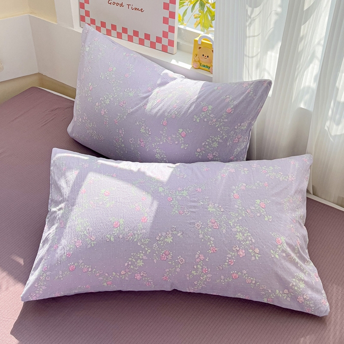 91家纺网 家纺一手货源 找家纺 优选 2026新款加厚云感棉双层纱四件套小碎花被套床单床笠款学生三件套新款直播爆款 恋如青柠香