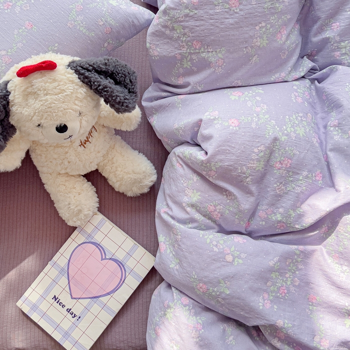 91家纺网 家纺一手货源 找家纺 优选 2026新款加厚云感棉双层纱四件套小碎花被套床单床笠款学生三件套新款直播爆款 恋如青柠香