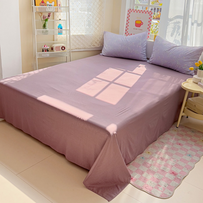 91家纺网 家纺一手货源 找家纺 优选 2026新款加厚云感棉双层纱四件套小碎花被套床单床笠款学生三件套新款直播爆款 恋如青柠香