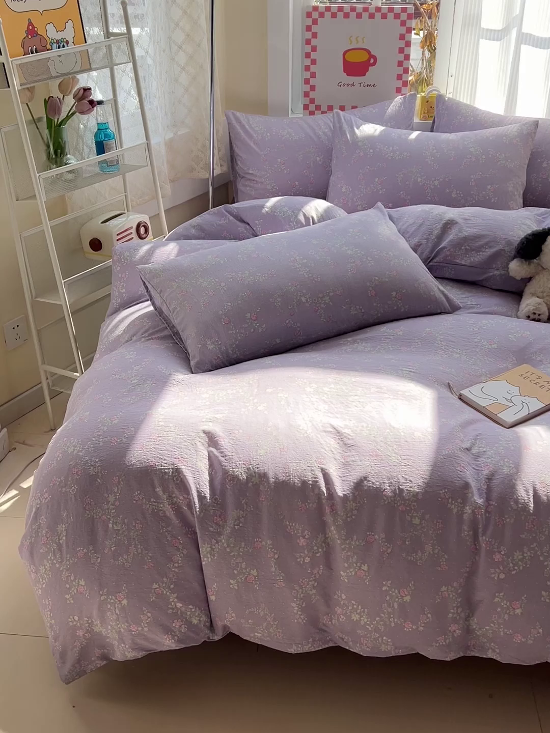 91家纺网 家纺一手货源 找家纺 优选 2026新款加厚云感棉双层纱四件套小碎花被套床单床笠款学生三件套新款直播爆款 恋如青柠香