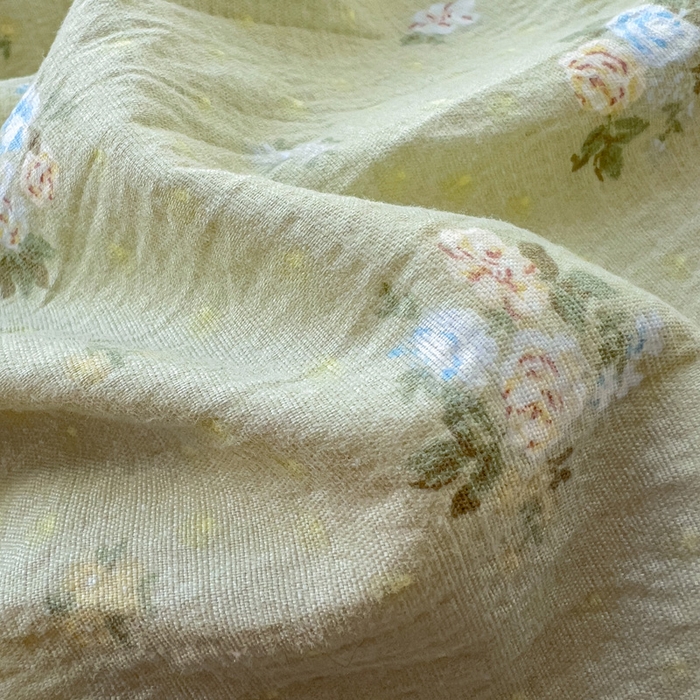 91家纺网 家纺一手货源 找家纺 优选 2026新款加厚云感棉双层纱四件套小碎花被套床单床笠款学生三件套新款直播爆款 落日暮年-绿