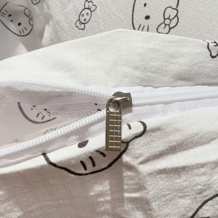 91家纺网 家纺一手货源 找家纺 优选 2026新款加厚云感棉双层纱四件套小碎花被套床单床笠款学生三件套新款直播爆款 猫咪恋人