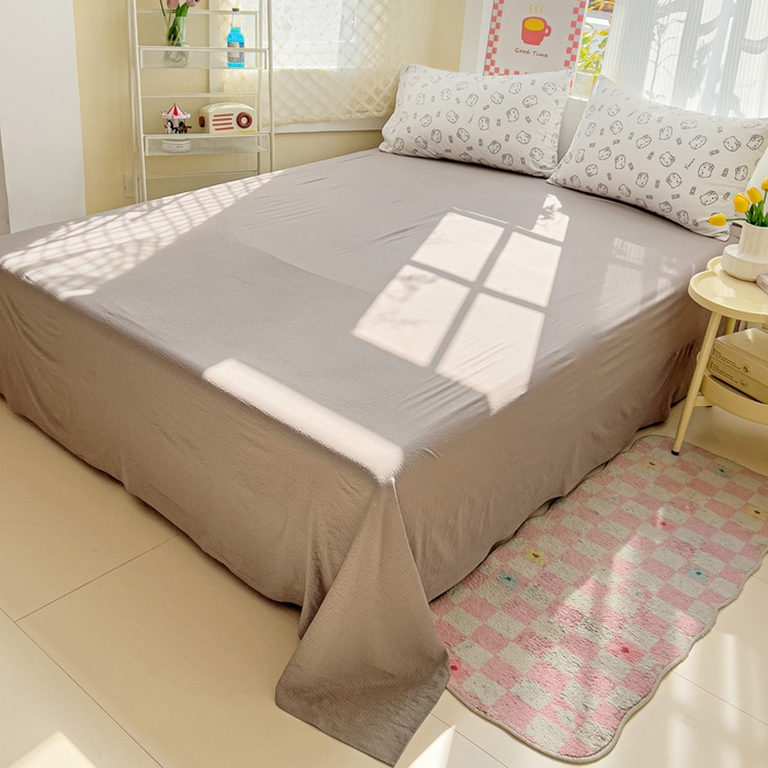 91家纺网 家纺一手货源 找家纺 优选 2026新款加厚云感棉双层纱四件套小碎花被套床单床笠款学生三件套新款直播爆款 猫咪恋人