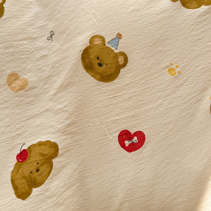 91家纺网 家纺一手货源 找家纺 优选 2026新款加厚云感棉双层纱四件套小碎花被套床单床笠款学生三件套新款直播爆款 奇妙小熊-米