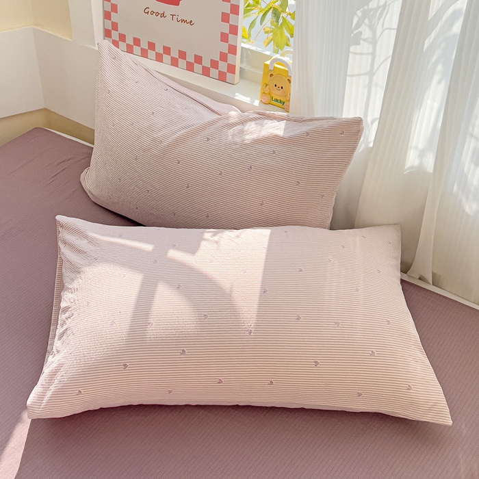 91家纺网 家纺一手货源 找家纺 优选 2026新款加厚云感棉双层纱四件套小碎花被套床单床笠款学生三件套新款直播爆款 倾心-紫