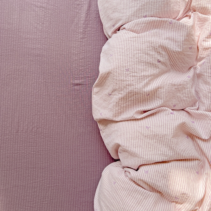 91家纺网 家纺一手货源 找家纺 优选 2026新款加厚云感棉双层纱四件套小碎花被套床单床笠款学生三件套新款直播爆款 倾心-紫