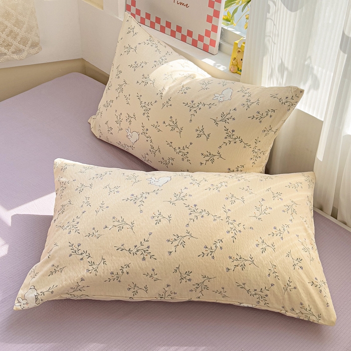 91家纺网 家纺一手货源 找家纺 优选 2026新款加厚云感棉双层纱四件套小碎花被套床单床笠款学生三件套新款直播爆款 森田野园