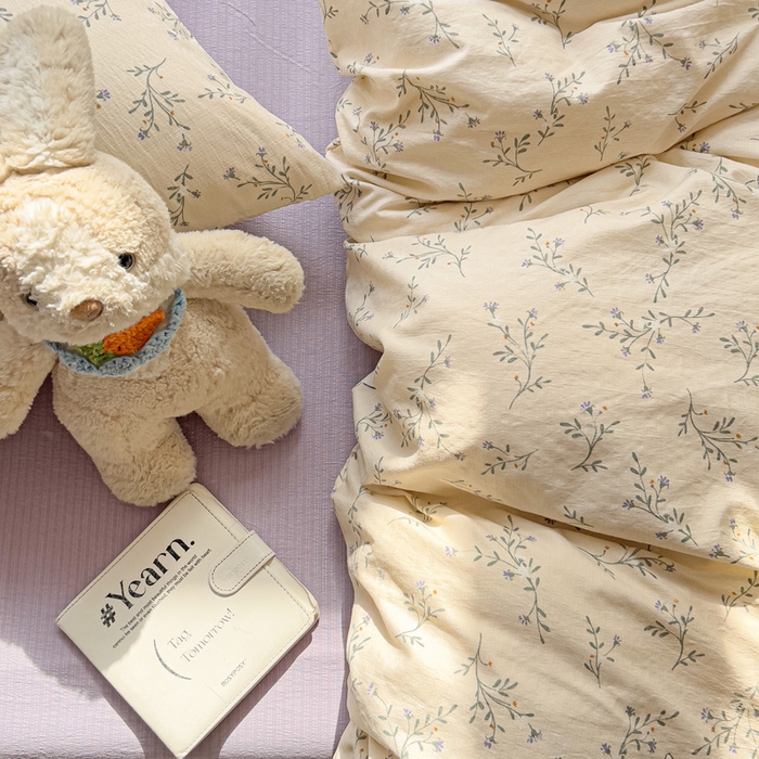 91家纺网 家纺一手货源 找家纺 优选 2026新款加厚云感棉双层纱四件套小碎花被套床单床笠款学生三件套新款直播爆款 森田野园