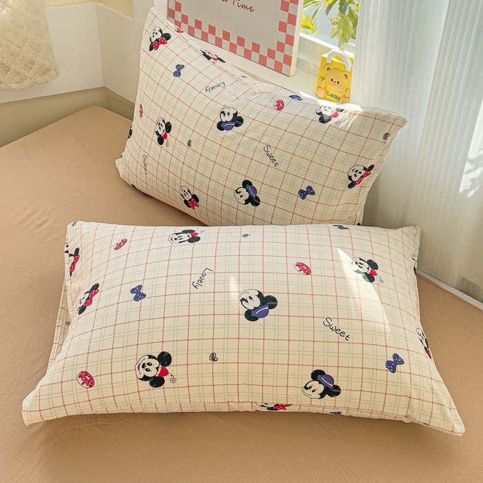 91家纺网 家纺一手货源 找家纺 优选 2026新款加厚云感棉双层纱四件套小碎花被套床单床笠款学生三件套新款直播爆款 微甜米奇