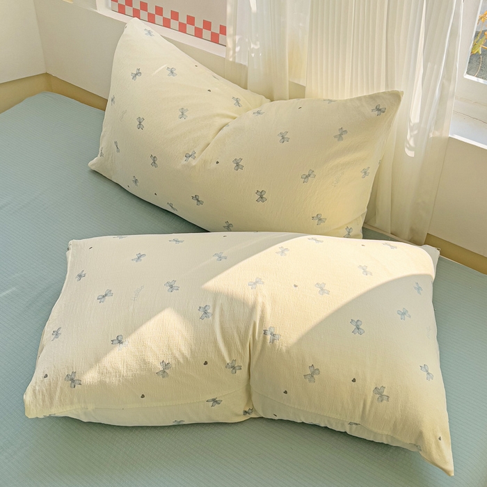 91家纺网 家纺一手货源 找家纺 优选 2026新款加厚云感棉双层纱四件套小碎花被套床单床笠款学生三件套新款直播爆款 相思-蓝