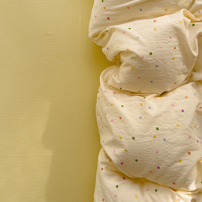 91家纺网 家纺一手货源 找家纺 优选 2026新款加厚云感棉双层纱四件套小碎花被套床单床笠款学生三件套新款直播爆款 小波点