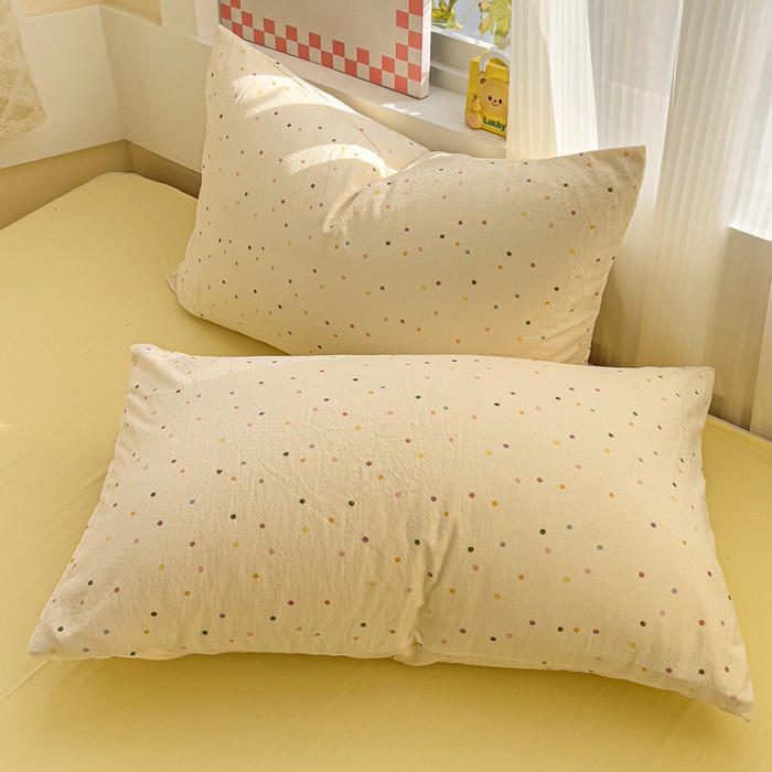 91家纺网 家纺一手货源 找家纺 优选 2026新款加厚云感棉双层纱四件套小碎花被套床单床笠款学生三件套新款直播爆款 小波点