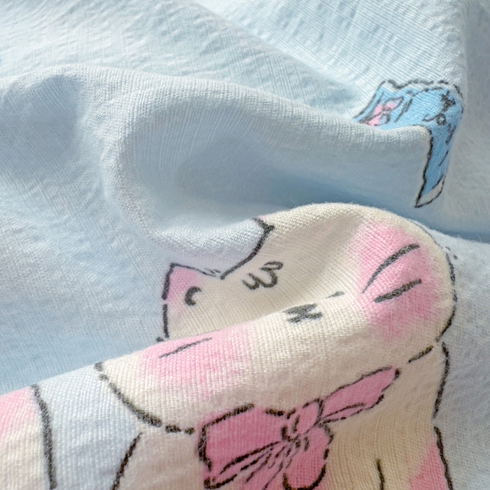 91家纺网 家纺一手货源 找家纺 优选 2026新款加厚云感棉双层纱四件套小碎花被套床单床笠款学生三件套新款直播爆款 小猫时光-蓝