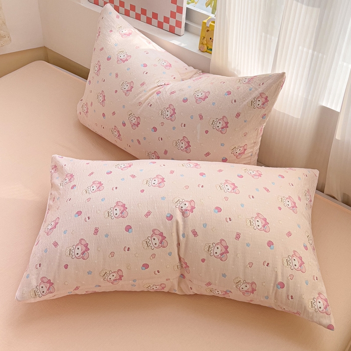 91家纺网 家纺一手货源 找家纺 优选 2026新款加厚云感棉双层纱四件套小碎花被套床单床笠款学生三件套新款直播爆款 小美冰淇淋