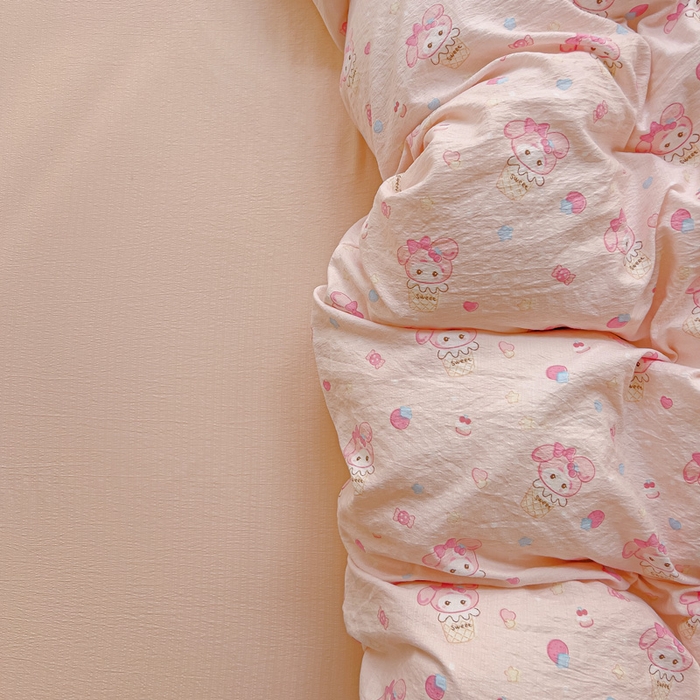 91家纺网 家纺一手货源 找家纺 优选 2026新款加厚云感棉双层纱四件套小碎花被套床单床笠款学生三件套新款直播爆款 小美冰淇淋