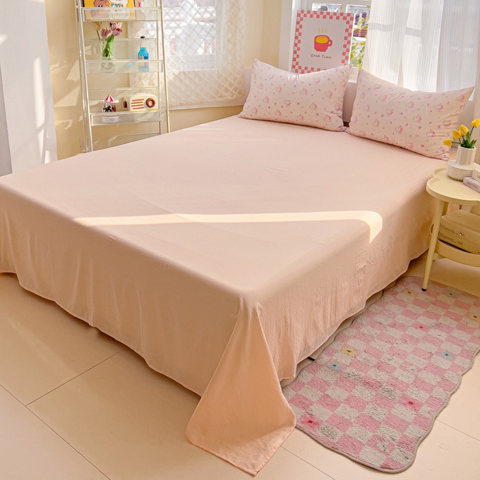 91家纺网 家纺一手货源 找家纺 优选 2026新款加厚云感棉双层纱四件套小碎花被套床单床笠款学生三件套新款直播爆款 小美冰淇淋