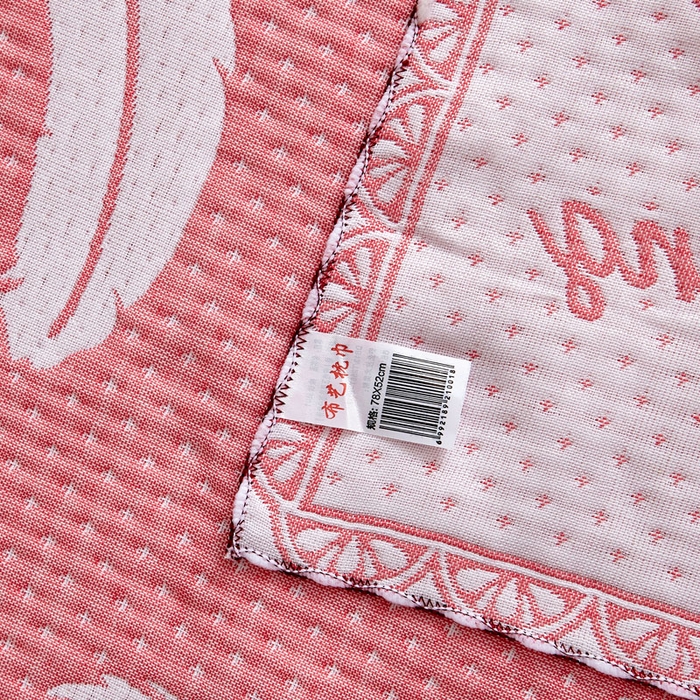 91家纺网 家纺一手货源 找家纺 朴尔家纺-毛巾被 2026新款AB版蜂窝提花锁边立体枕巾 凤羽飞舞-粉