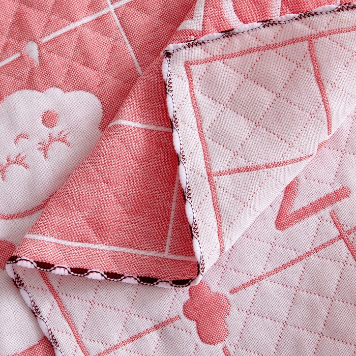 91家纺网 家纺一手货源 找家纺 朴尔家纺-毛巾被 2026新款AB版蜂窝提花锁边立体枕巾 可爱云-粉