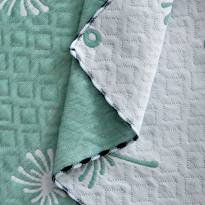 91家纺网 家纺一手货源 找家纺 朴尔家纺-毛巾被 2026新款AB版蜂窝提花锁边立体枕巾 蒲公英飞-绿