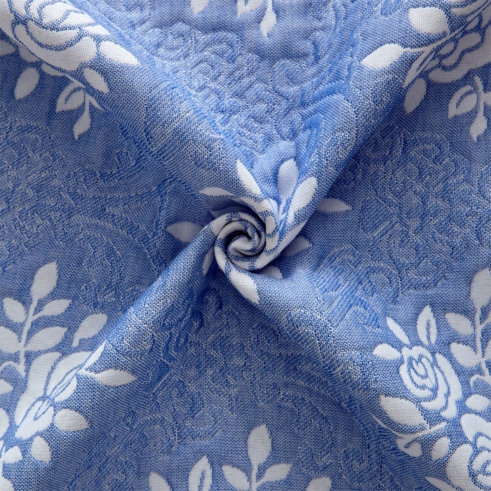 91家纺网 家纺一手货源 找家纺 朴尔家纺-毛巾被 2026新款AB版蜂窝提花锁边立体枕巾 手捧蔷薇-蓝