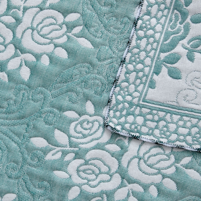 91家纺网 家纺一手货源 找家纺 朴尔家纺-毛巾被 2026新款AB版蜂窝提花锁边立体枕巾 手捧蔷薇-绿