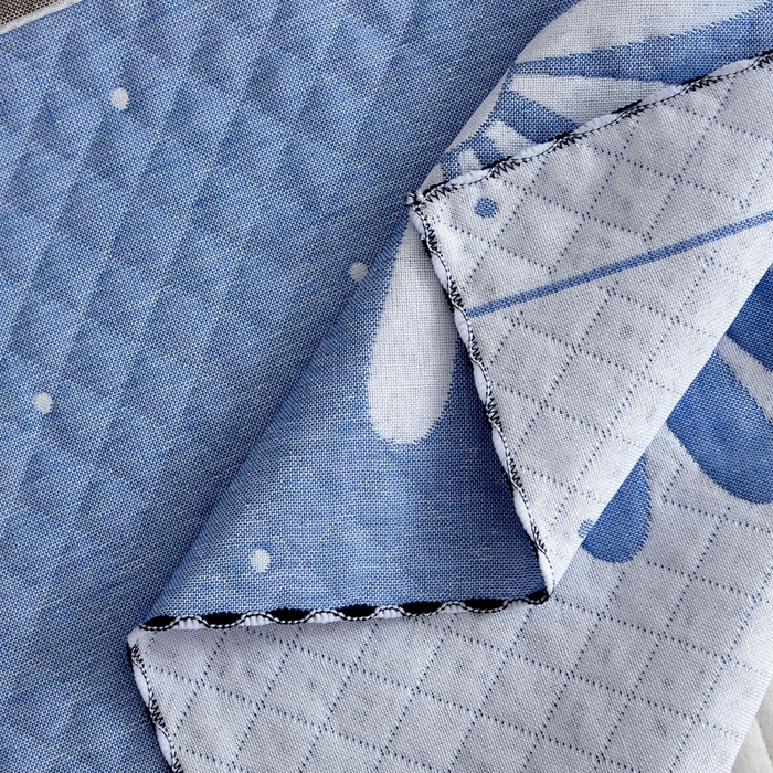 91家纺网 家纺一手货源 找家纺 朴尔家纺-毛巾被 2026新款AB版蜂窝提花锁边立体枕巾 太阳花-蓝