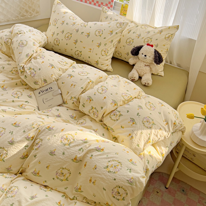 91家纺网 家纺一手货源 找家纺 （总）优选良品 2026新款加厚云感棉双层纱四件套小碎花被套床单床笠款学生三件套新款直播爆款