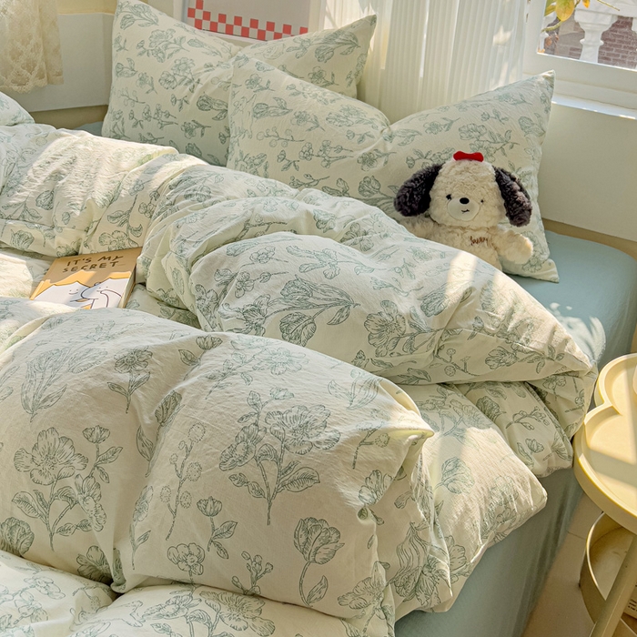 91家纺网 家纺一手货源 找家纺 （总）优选良品 2026新款加厚云感棉双层纱四件套小碎花被套床单床笠款学生三件套新款直播爆款