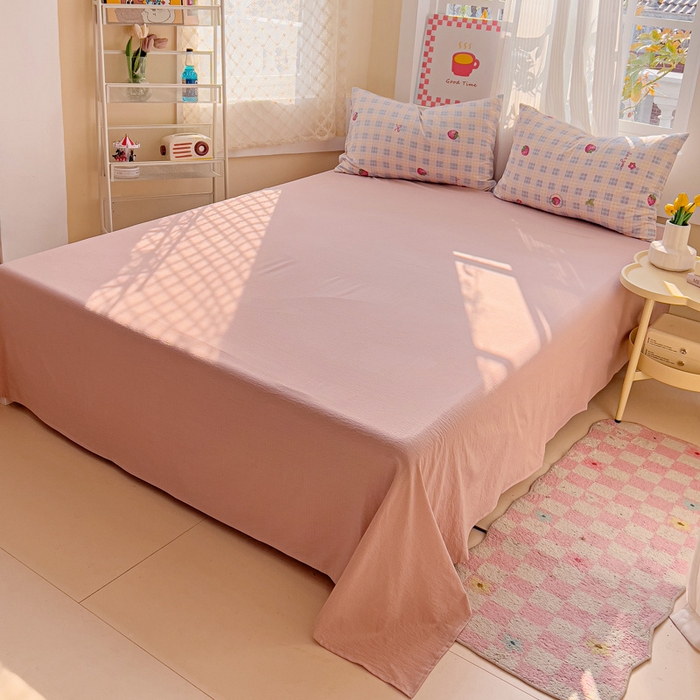 91家纺网 家纺一手货源 找家纺 优选良品 2026新款加厚云感棉双层纱四件套小碎花被套床单床笠款学生三件套新款直播爆款 有草莓的地方