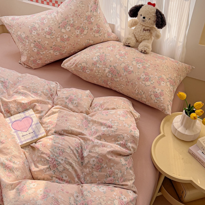 91家纺网 家纺一手货源 找家纺 优选良品 2026新款加厚云感棉双层纱四件套小碎花被套床单床笠款学生三件套新款直播爆款 爱如星辰