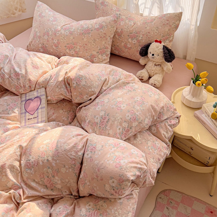 91家纺网 家纺一手货源 找家纺 优选良品 2026新款加厚云感棉双层纱四件套小碎花被套床单床笠款学生三件套新款直播爆款 爱如星辰