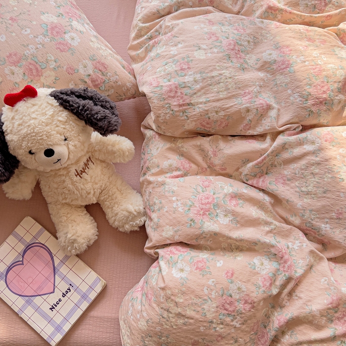 91家纺网 家纺一手货源 找家纺 优选良品 2026新款加厚云感棉双层纱四件套小碎花被套床单床笠款学生三件套新款直播爆款 爱如星辰