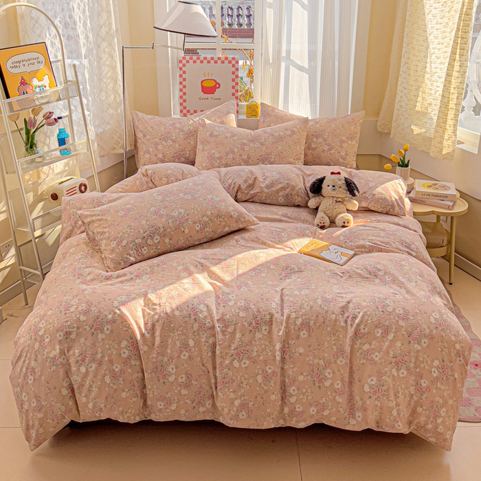 91家纺网 家纺一手货源 找家纺 优选良品 2026新款加厚云感棉双层纱四件套小碎花被套床单床笠款学生三件套新款直播爆款 爱如星辰